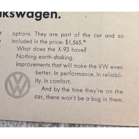 Vintage 1960 Experimental X-93 Volkswagen Advertisement Print VW Bug - Picture 5 of 11